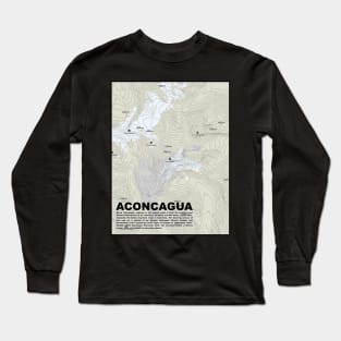 Summit Solitude: Aconcagua Elevation Map Long Sleeve T-Shirt